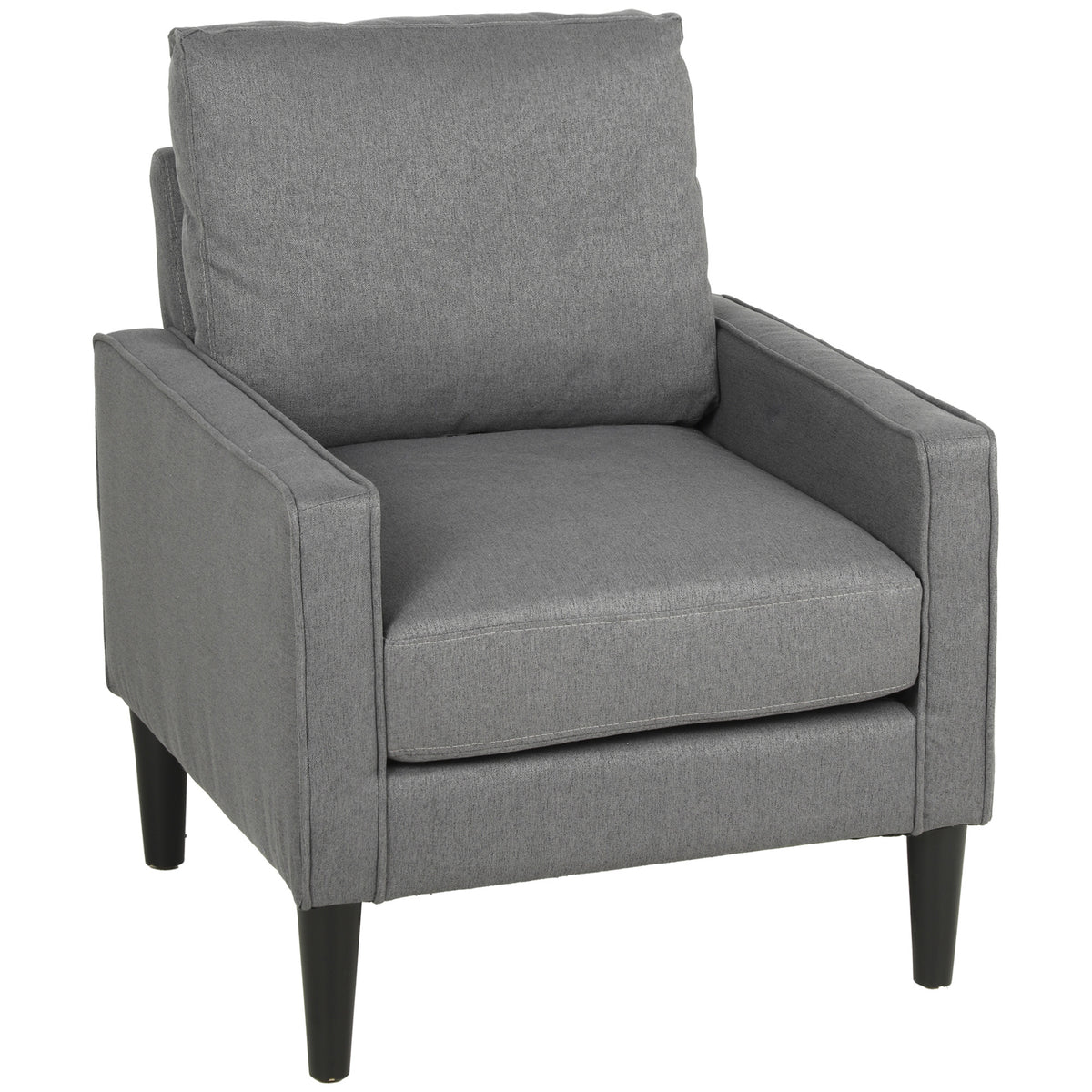 HOMCOM Accent Chair, Removable Pillow Linen Armchair with Comfy Spring Cushion for Living Room, Bedroom, Study, Dark Grey