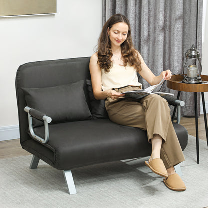 HOMCOM Two-Seater Click-Clack Sofa Bed - Charcoal Grey