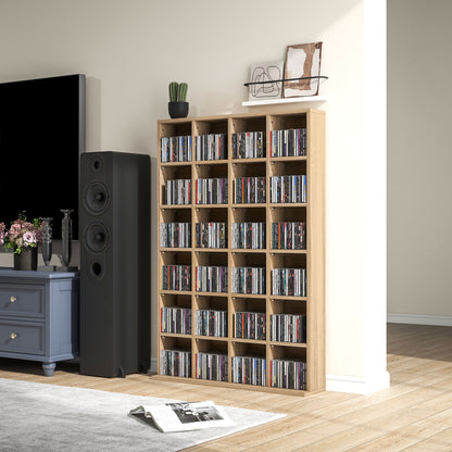HOMCOM CD Storage Unit with Adjustable Shelves, Suitable for up to 456 CDs, 89 x 130.5 cm, Nature Wood Finish