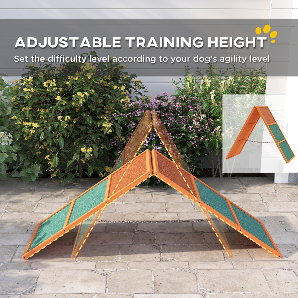 PawHut Dog Agility Equipment, Dog Playground Equipment with Non-slip Surface, A-frame, Agility Ramp for All Breeds, Orange