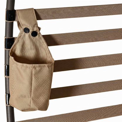 Outsunny Egg Chair with Cushion & Side Pocket - Sand