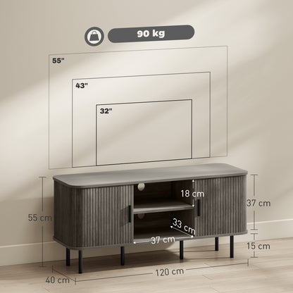 HOMCOM TV Stand Cabinet for TVs up to 55 Inches, TV Unit with Storage Shelves and Cupboard for Living Room, Grey