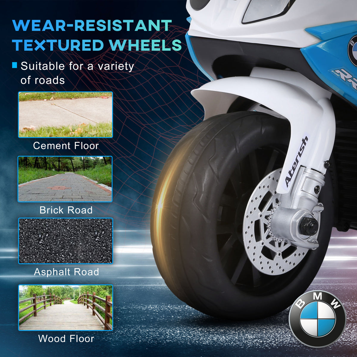 HOMCOM Electric Motorbike for Kids Ride on BMW Motorbike W/Headlights and Music, 6V, Blue