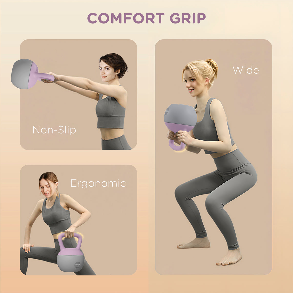 SPORTNOW 10KG Soft Kettlebell, Kettlebell with Non-Slip Handle for Home Gym, Weight Lifting, Strength Training, Purple/Grey