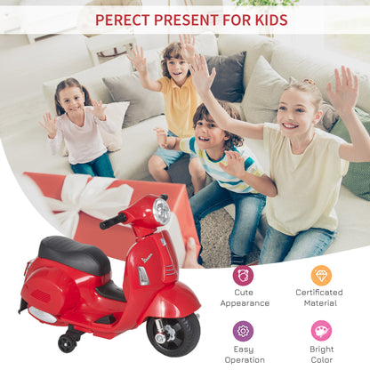HOMCOM Vespa Licensed 6V Kids Electric Motorbike Ride On Motorcycle  Battery Powered for 18-36 Months with Horn, Red