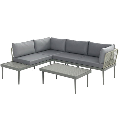 Outsunny Thee-Piece 'L' Rattan Sofa Set - Grey