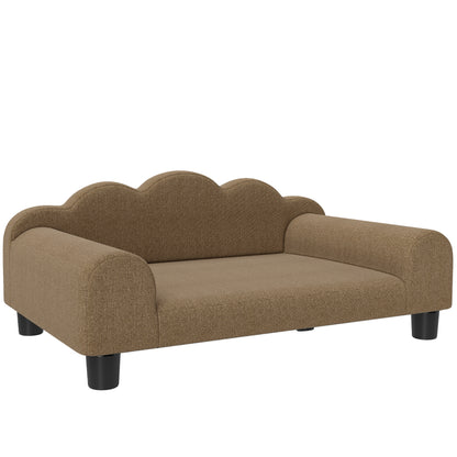 PawHut Elevated Dog Sofa Bed, Breathable Pet Sofa with Backrest and Armrest for Small Dogs, Brown