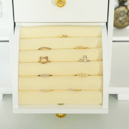 HOMCOM 4-Tier Jewellery Box with Mirror and 3 Drawers - White