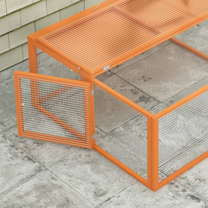 PawHut Wooden Folding Rabbit Hutch, for 2-3 Rabbits - Orange