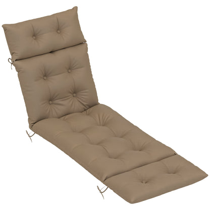 Outsunny Sun Lounger Cushion Only, 190 x 56 x 10 cm Garden Lounge Chair Cushion, UPF20+ 220gsm Fabric, Thick Sunbed Replacement Pad with 6 Ties, Khaki