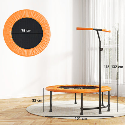 HOMCOM 40" Fitness Trampoline with Adjustable Handle, Rebounder Trampoline, Mini Jumper for Indoor Exercise Workout, Orange