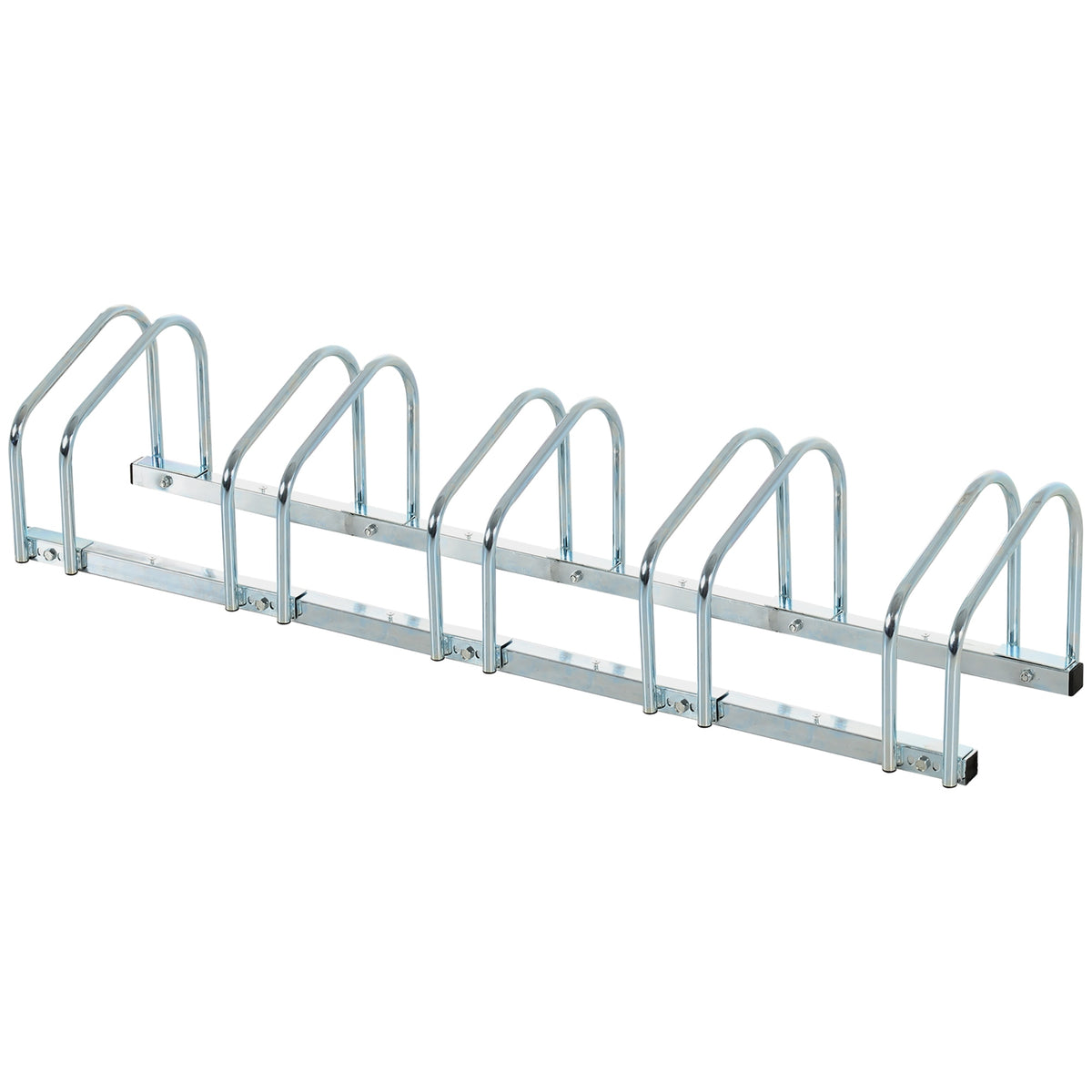 HOMCOM Bike Stand Parking Rack Floor or Wall Mount Bicycle Cycle Storage Locking Stand 145W x 33D x 27H (5 Racks, Silver)