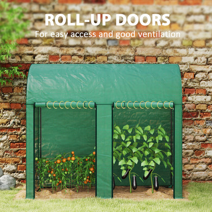 Outsunny 200 x 100cm Walk-In Greenhouse, with Zipped Doors - Green