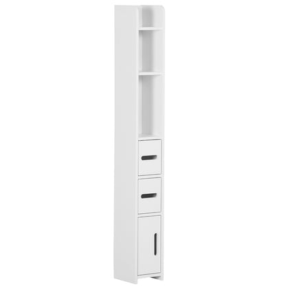 kleankin Modern Bathroom Storage Cabinet, Freestanding Tall Bathroom Cabinet with Open Shelves for Bedroom Hallway, White