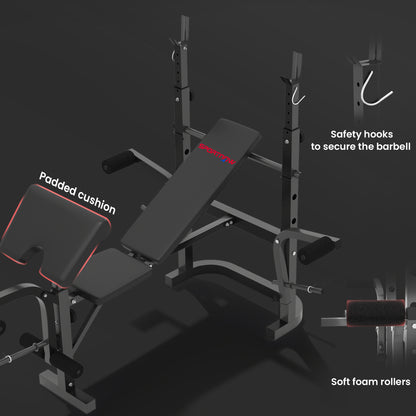 SPORTNOW Multi-Exercise Adjustable Weight Bench with Bench Press Rack