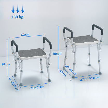 HOMCOM 57-69cm Aluminium Frame Bath Seat