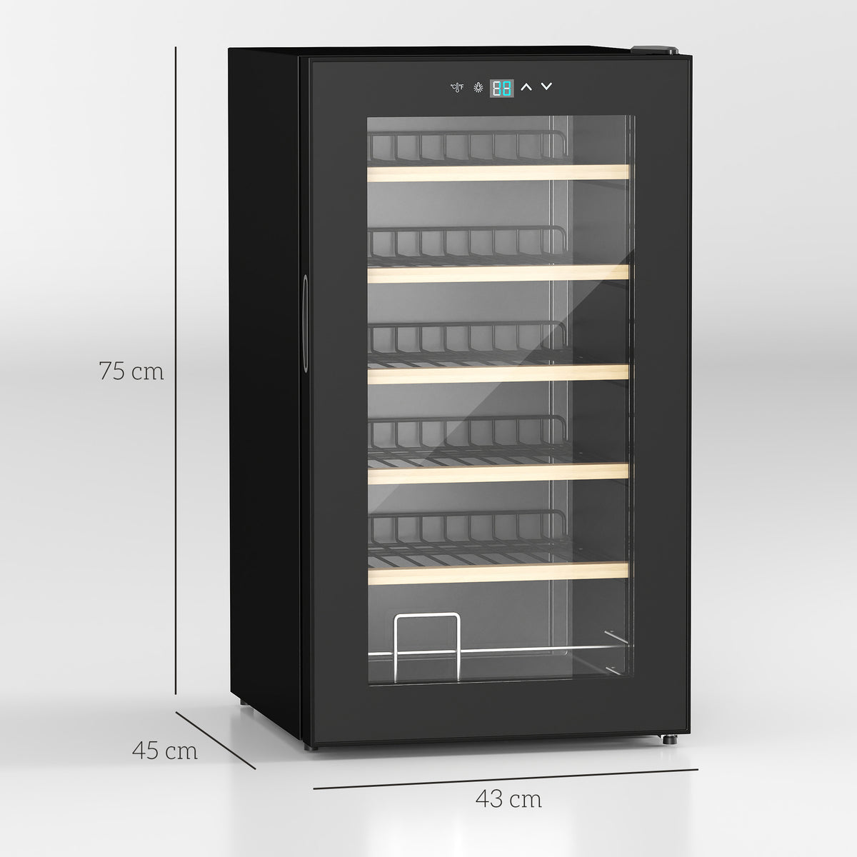 HOMCOM 24-Bottle 20℃ Wine Cooler Fridge - Black