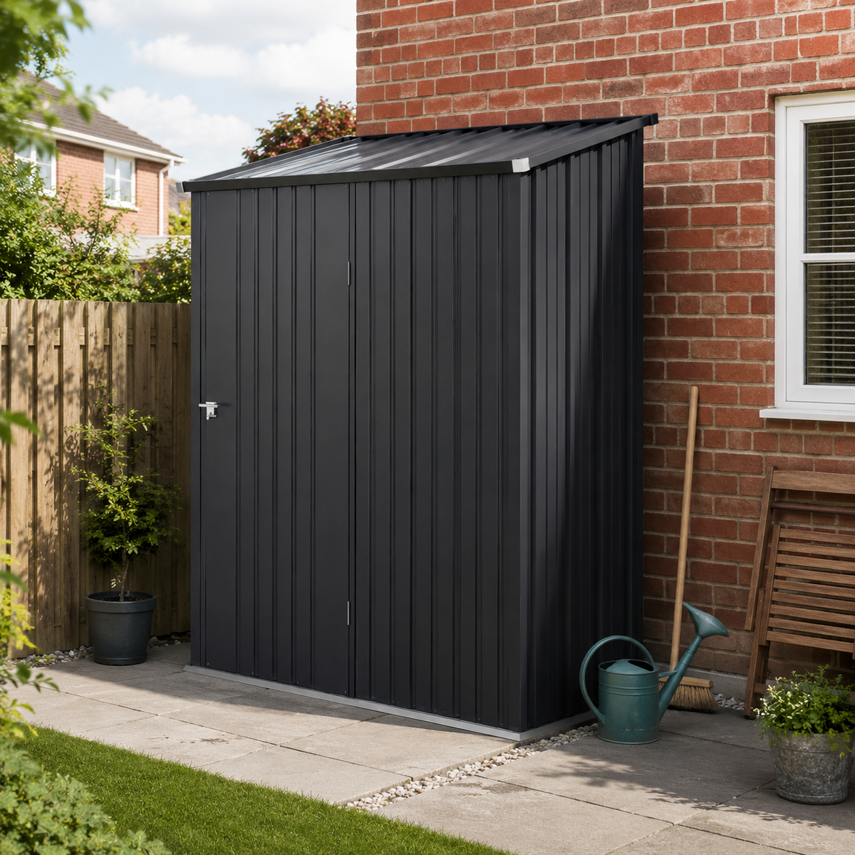 Outsunny 5.3 x 3.1ft Corrugated Steel Garden Shed - Black