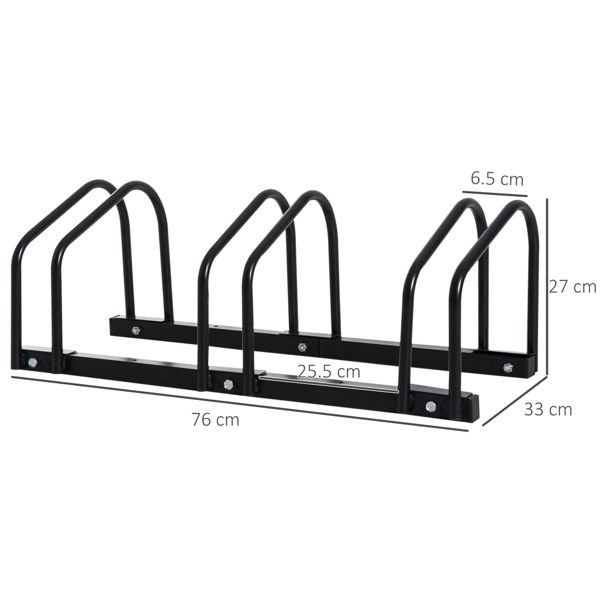 HOMCOM Bike Stand Parking Rack Floor or Wall Mount Bicycle Cycle Storage Locking Stand 76W x 33D x 27H (3 Racks, Black)