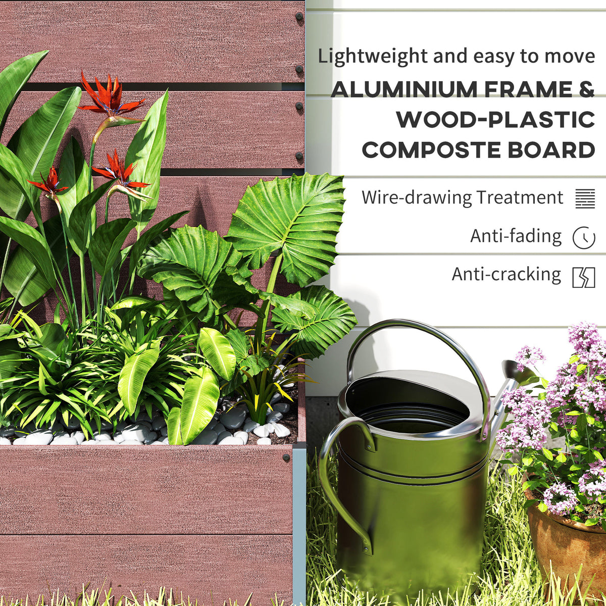 Outsunny 34 x 69.5cm Garden Planter Box, with Back Trellis, Brown