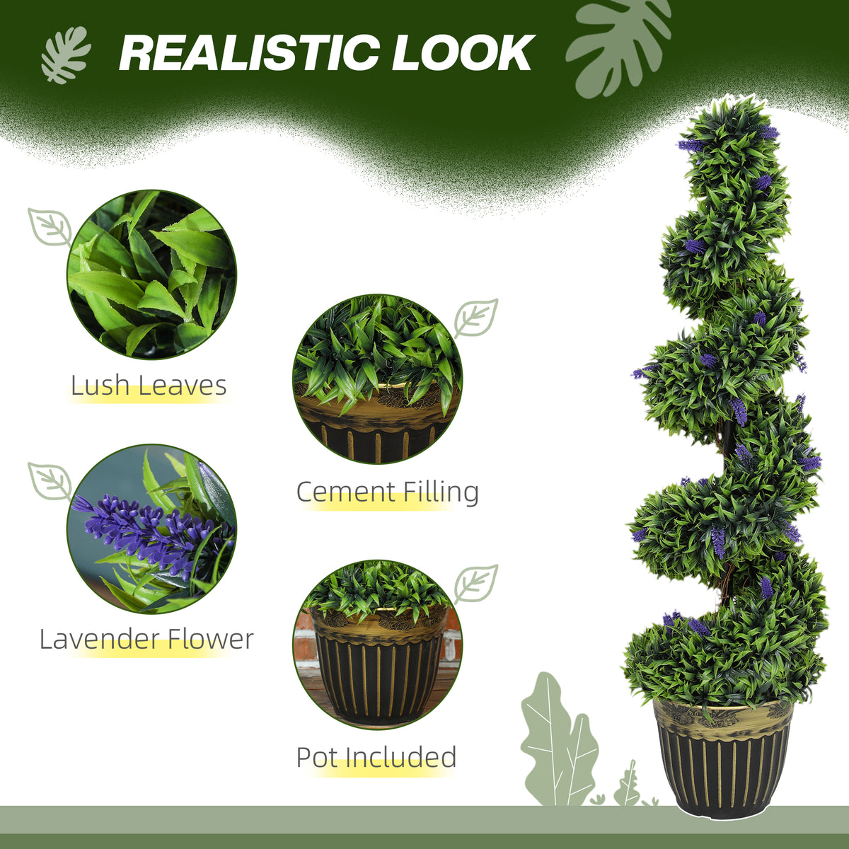 HOMCOM Set of Two 115cm Artificial Lavender Trees