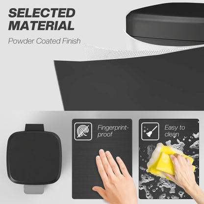 HOMCOM 12L Modern Boxy Metal Home Kitchen Bin - Black