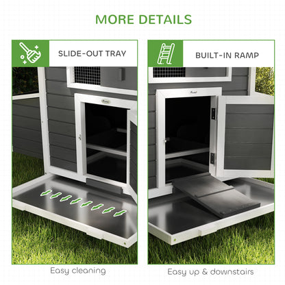 PawHut Chicken Coop, Wooden Outdoor Hen House with Nesting Box, Openable Waterproof Top, Pull-Out Tray, 150 x 100 x 97cm