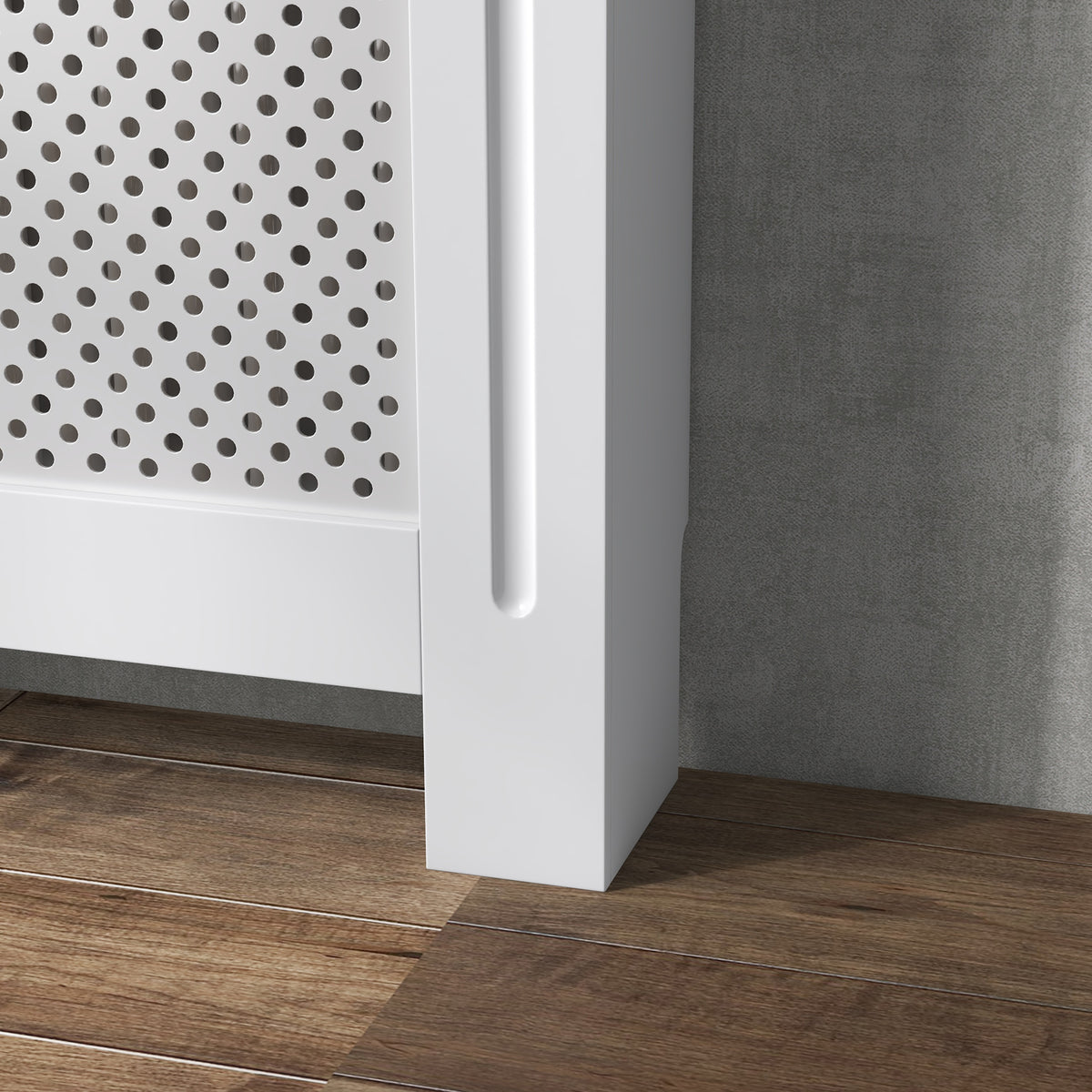 HOMCOM Wooden Radiator Cover Heating Cabinet Modern Home Furniture Grill Style  White Painted (Small)