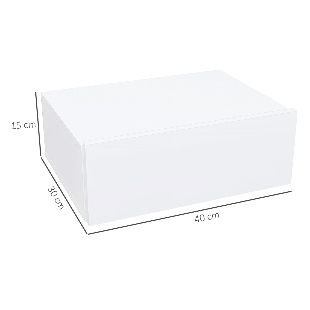 HOMCOM Floating Bedside Table, Wall-Mounted Nightstand with Storage Drawer, Small Side End Table for Bedroom, White