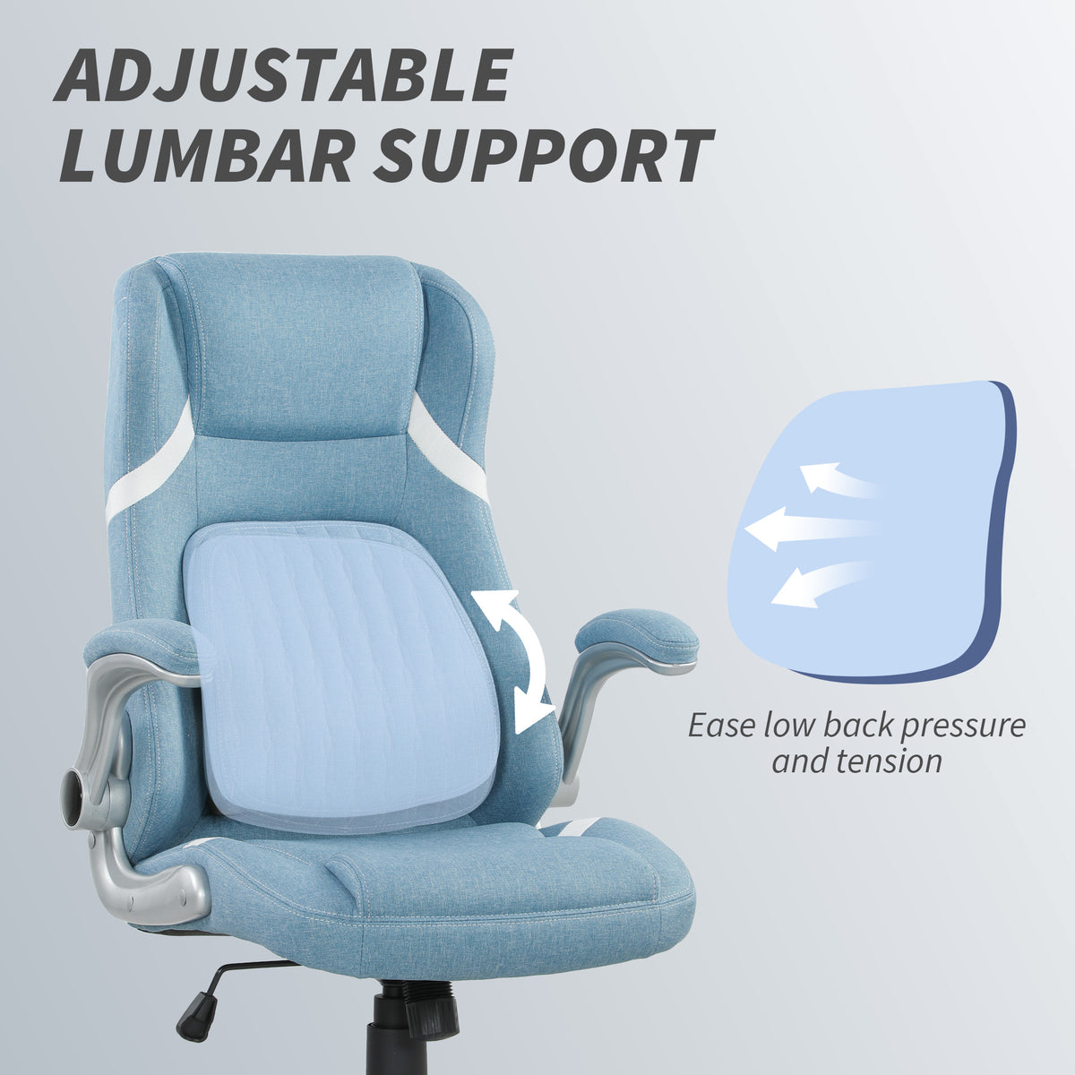 Vinsetto Linen-Look Office Chair, with Adjustable Height and Tension - Blue