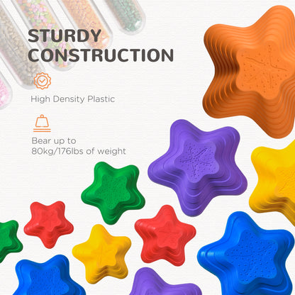 Outsunny 11-Piece Stepping Stones Kids, Starfish Style Non-slip Obstacle Course, Stackable Balance Blocks Garden Toys, Encourage Toddler Sensory Toys Indoor Outdoor - Multicoloured
