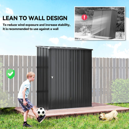 Outsunny 5.3 x 3.1ft Corrugated Steel Garden Shed - Black