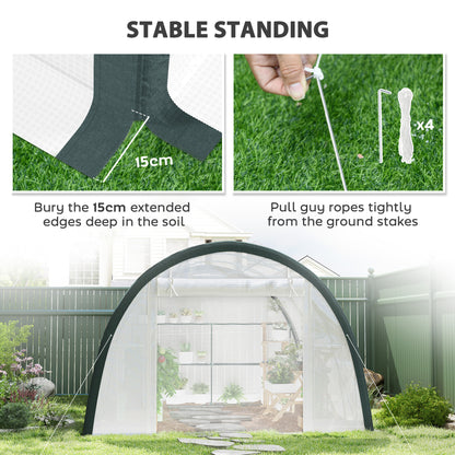 Outsunny 4 x 3(m) Walk-In Tunnel Greenhouse, with Accessories - White