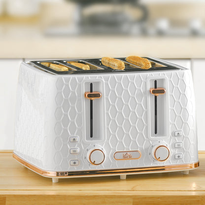 HOMCOM Four-Slice Honeycomb Toaster - White