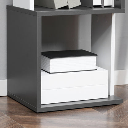 HOMCOM Modern 5-Tier Bookshelf, Freestanding Bookcase Storage Shelving for Living Room Home Office Study, White and Dark Grey