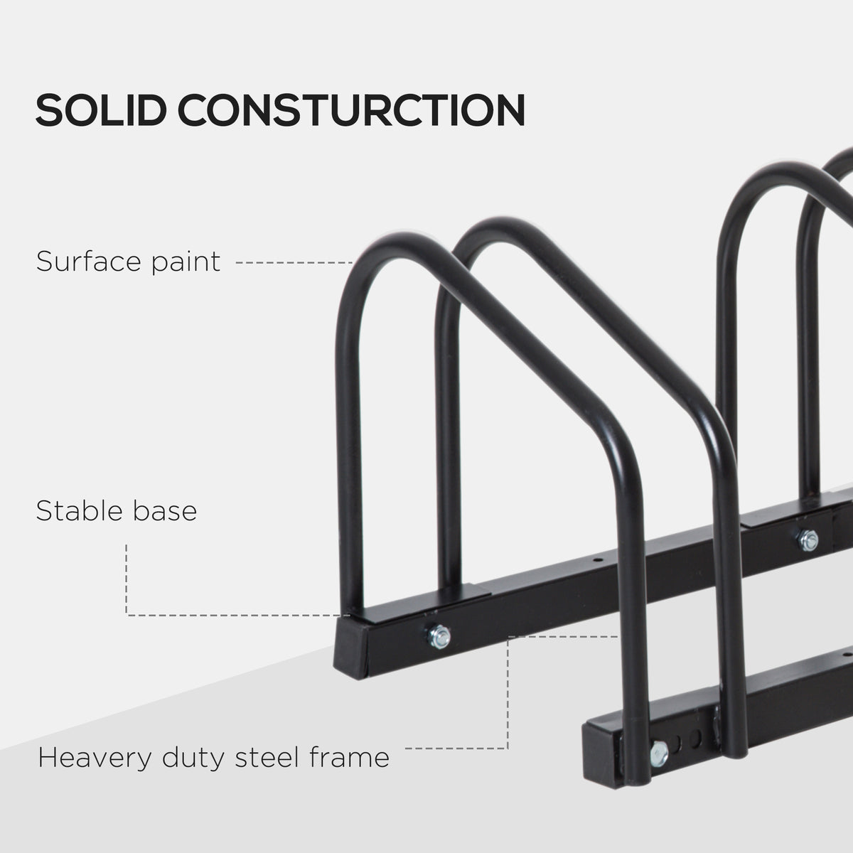 HOMCOM Bike Stand Parking Rack Floor or Wall Mount Bicycle Cycle Storage Locking Stand 76W x 33D x 27H (3 Racks, Black)