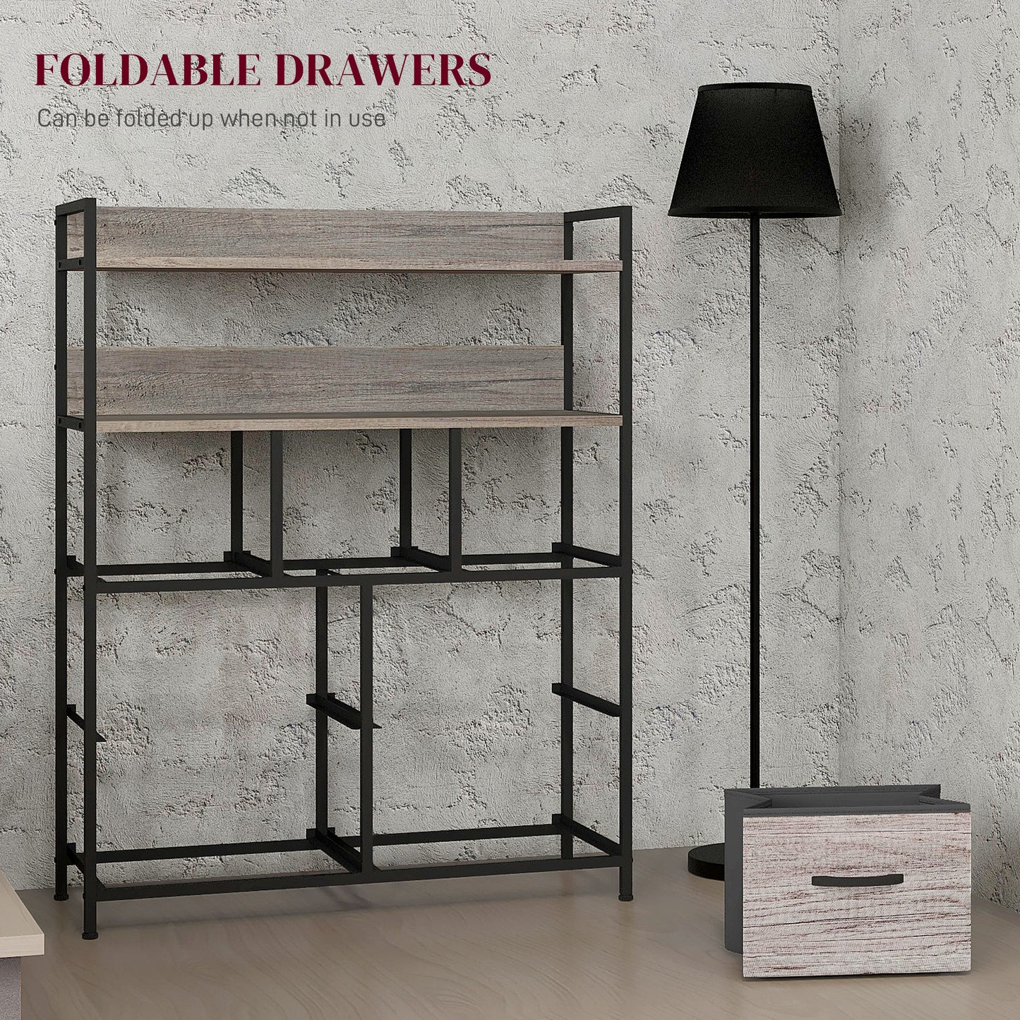 HOMCOM Bedroom Chest of Drawers 7 Drawer Dresser w/ Shelves, Grey Wood Effect