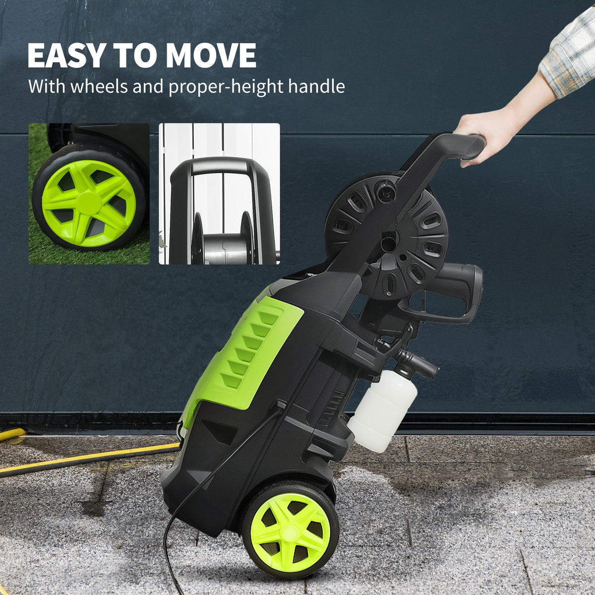 Outsunny 2200W High Pressure Washer, 170 Bar Pressure Washer with Adjustable Nozzle and 6M Hose, 32W x 32D x 80H cm Green