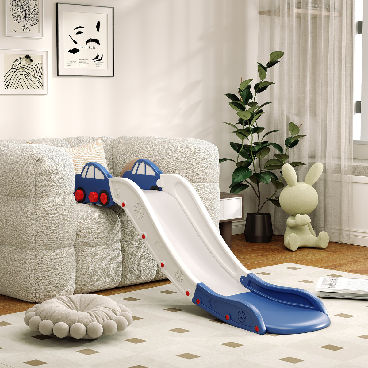 AIYAPLAY Kids Slide for Bed, Sofa, with Extended Length, Easy to assemble and Store, Blue