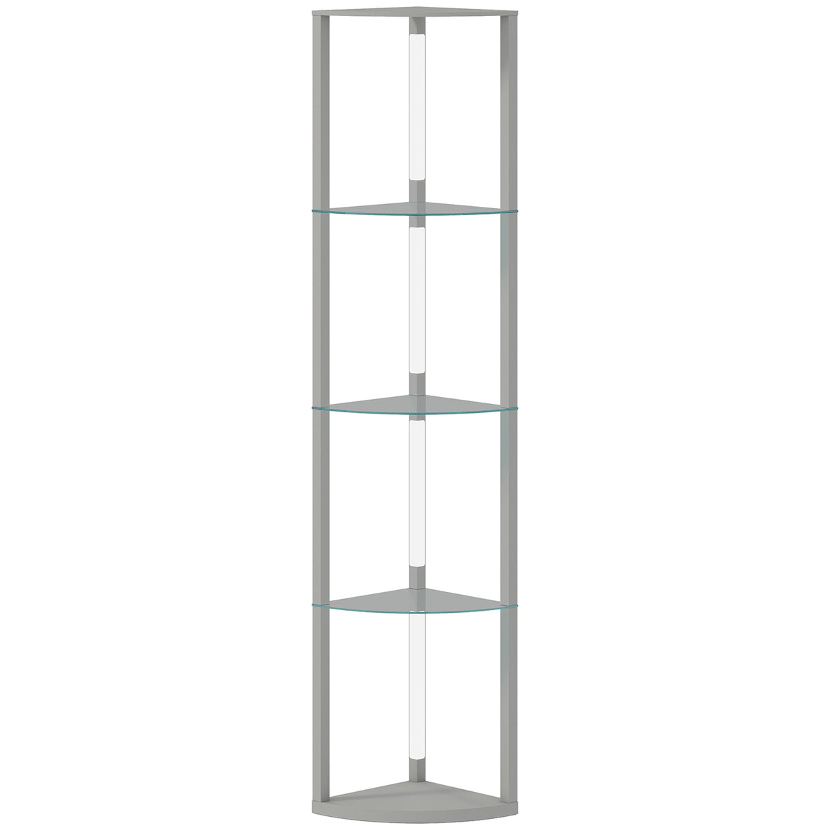 HOMCOM LED Floor Lamp with Shelves, Dimmable Standing Lamp with Foot Switch for Living Room, Bedroom, Grey