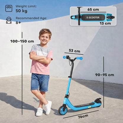HOMCOM Electric Scooter for Kids 6+, Foldable E Scooter, Up to 8 KM/H, Maximum Range 6 KM, Adjustable Height, Blue