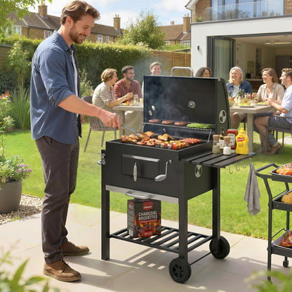 Outsunny Charcoal Grill, with Height-Adjustable Coal Pan - Black