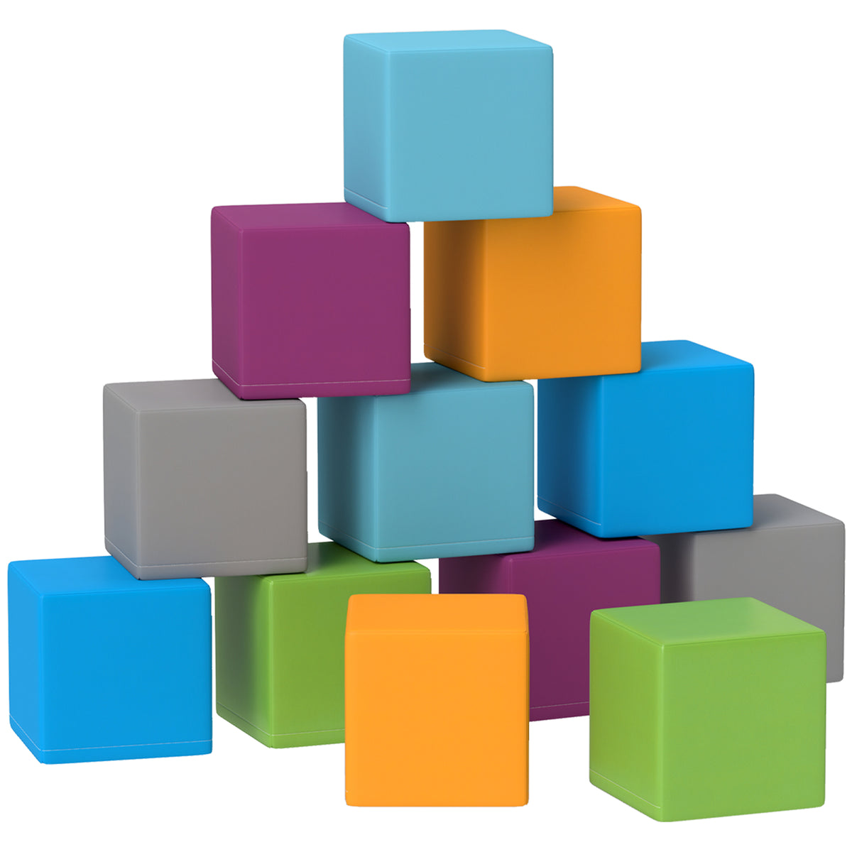 HOMCOM 12 PCs Soft Play Blocks, Soft Foam Toy, Building and Stacking Blocks for Kids, Grey