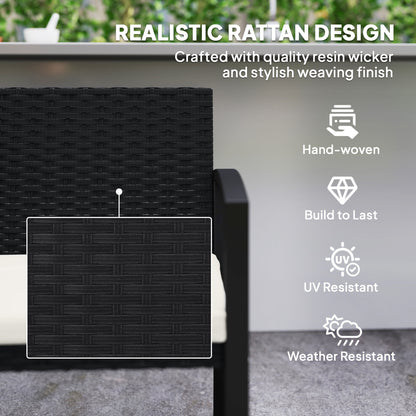Outsunny Two-Seater Rattan Garden Bench - Beige