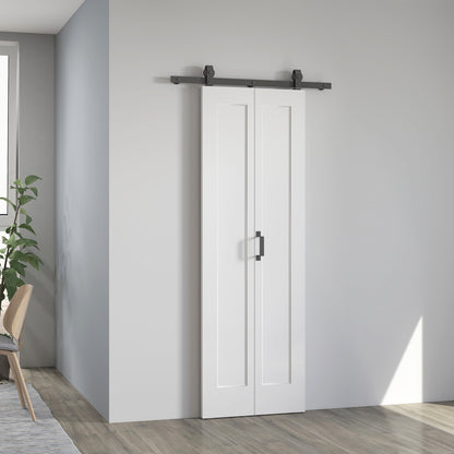 HOMCOM Slide Door, 70cm Modern Sliding Door Set Kit with Steel Rail, White