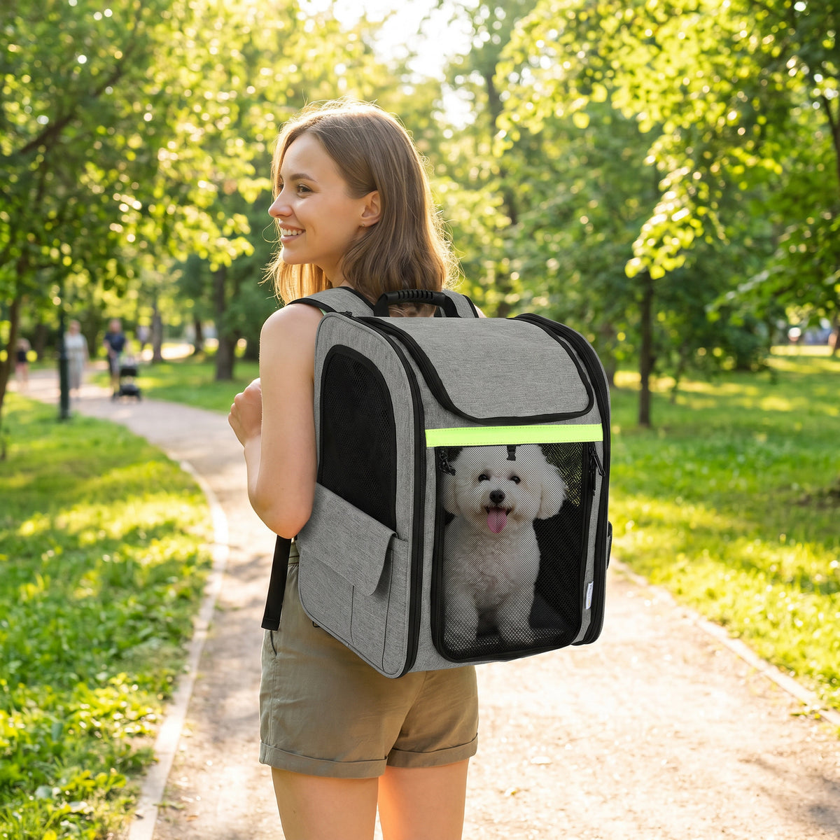 PawHut Dog Carrier Backpack Expandable, Breathable Pet Carrier Bag for Small Puppy Cat with Reflective Strip for Travel Hiking
