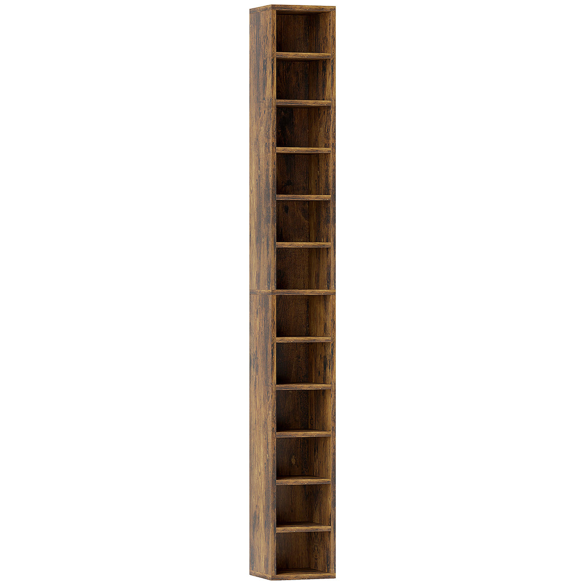 HOMCOM 204 CD Tall Narrow Media Storage Tower - Rustic Brown