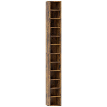 HOMCOM 204 CD Tall Narrow Media Storage Tower - Rustic Brown