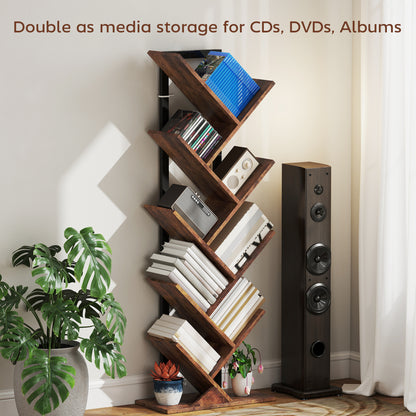 HOMCOM Eight-Section Tree Bookcase - Wood-Effect