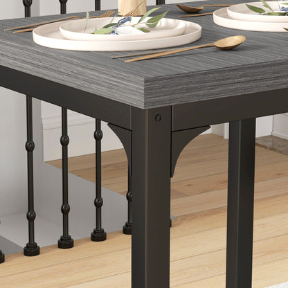 HOMCOM Three-Piece Minimal and Compact Dining Set, Grey Wood Effect